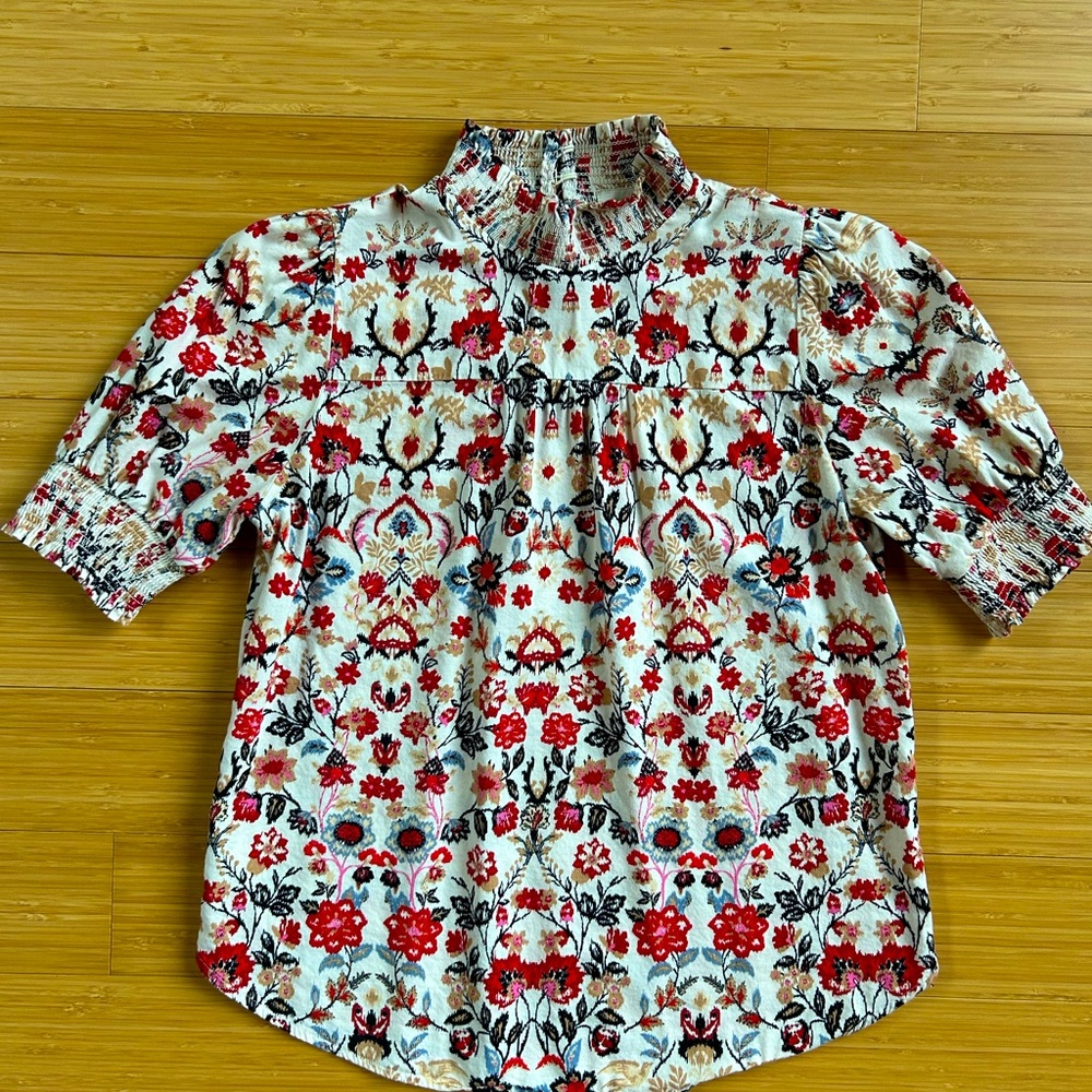 Loft floral mock neck top, XS